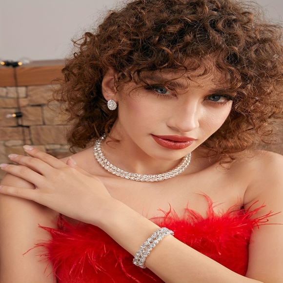 Sterling Silver Sparkle: Earrings, Necklace & Bracelet Set - Picture 7 of 7